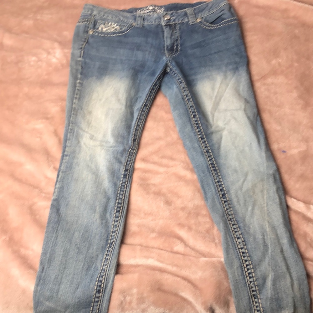 Paisley Sky Jeans, patterned sparkle pockets